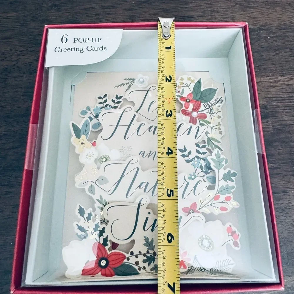 Pop Up Floral Holiday Let Heaven and Nature Sing Christmas Cards